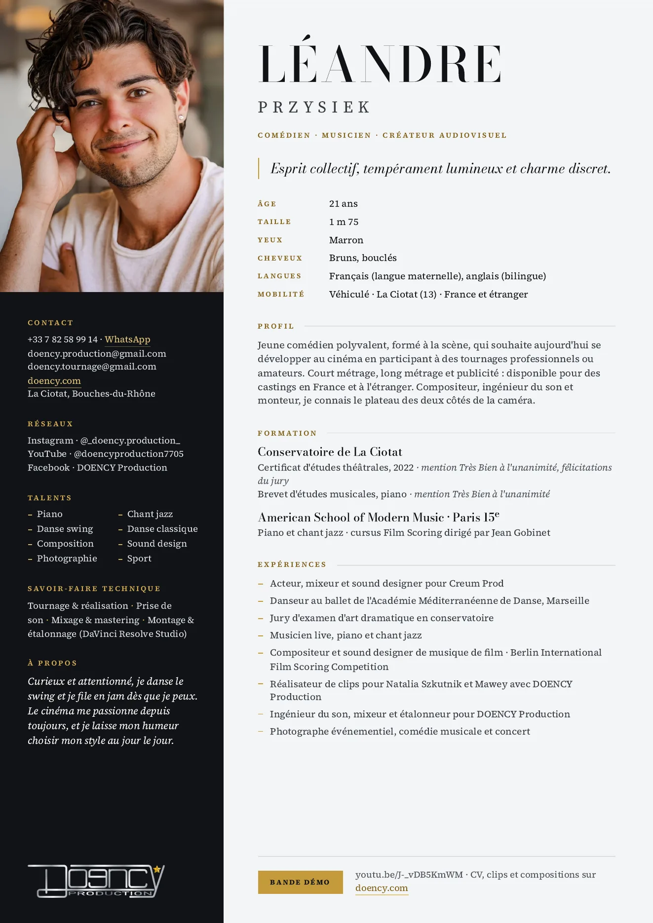 CV Acteur & audiovisuel, page 1 sur 2